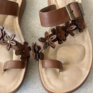 Annie Comfort Brown Flower Sandal Slide Size 10